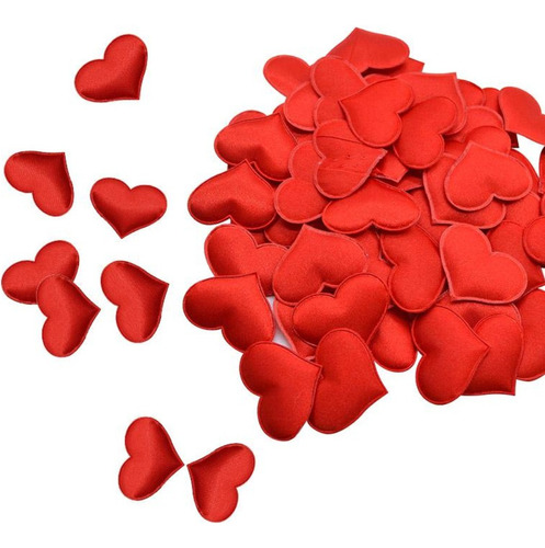 Pétalos En Forma De Corazón Rojo De Tela 2cms, 200 Unidades