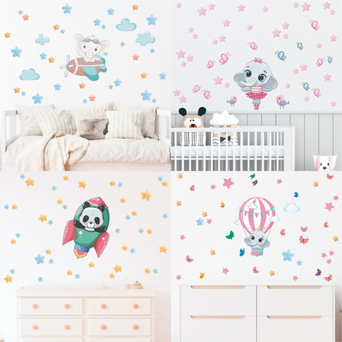 Vinilos Decorativos Infantiles Pared Animales Bebes Pack 