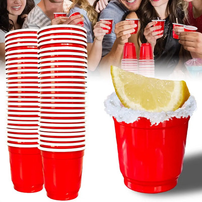 50 Vaso Plástico Desechable Shot Tequilero Fiestas Beerpong Color Rojo