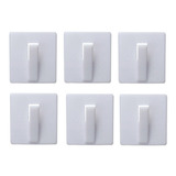 Mini Perchas Ganchos Plasticos Adhesivos Cuadrados Pack X6