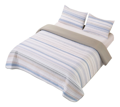 Cubrecama Verano Queen 230x250 Quilt Reversible + 2 Fundas Color Neuss