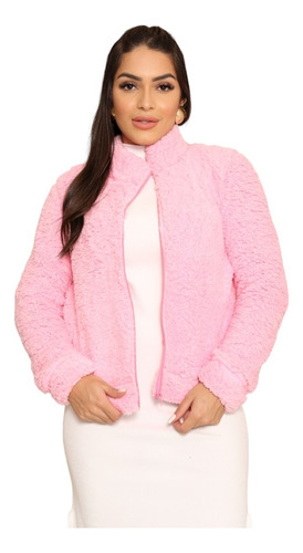 Blusinha Teddy Com Zíper Feminina De Frio Inverno Pelúcia