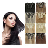 Extensiones De Cabello Lacio Con Clip, 6 Piezas