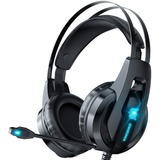 Audífonos Con Microfono Gamer Onikuma Negro Con Luz Azul