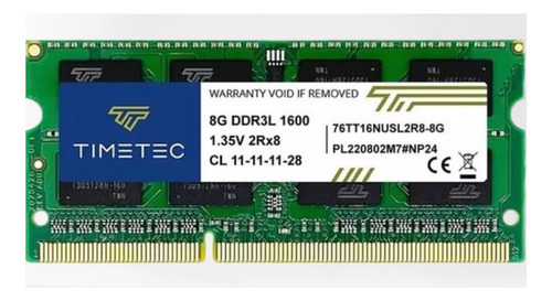 Memoria Ram Timitec Ddr3l De 8gb 1600 Mhz Portatil - 1.35v