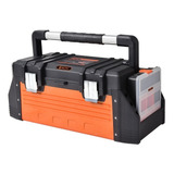 Caja Herramientas Metalica + 2 Organizador Tactix 320324 Color Negro Y Naranja