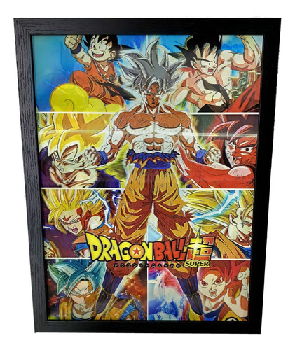 Cuadro Lenticular 40x30 Cm Hd 3d Goku Y Vegeta Dragon Ball