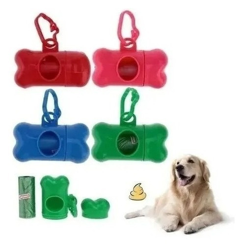 Dispensador Porta Bolsa De Excremento Perro Gato + 2 Rollos