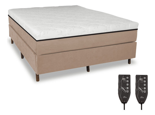 Colchão Magnético Queen 1,58x1,98 Hr Premium Massageador 2 Controles Energia Bio Quântica Infra Vermelho + Cama Box