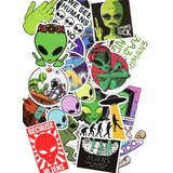 50 Calcomanias Stickers Contra Agua Extraterrestres Aliens