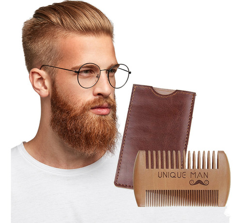 Peine De Barba Y Bigote De Bambú Con Funda