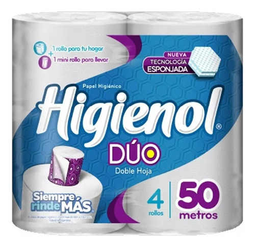 Higienol Duo 50mts Paquete De 4 Rollos