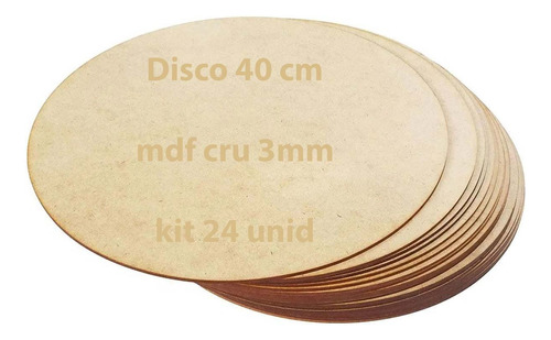 Kit 24 Disco Sousplat Mdf Cru 40 Cm Supla Suplat Laser 