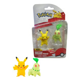Pokemon Set De Pikachu Y Chikorita 5cm Battle Figure Pack   