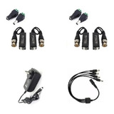 Kit Instalación 1 Fuente 12v 2a 2 Balun + Plug Macho Hembra