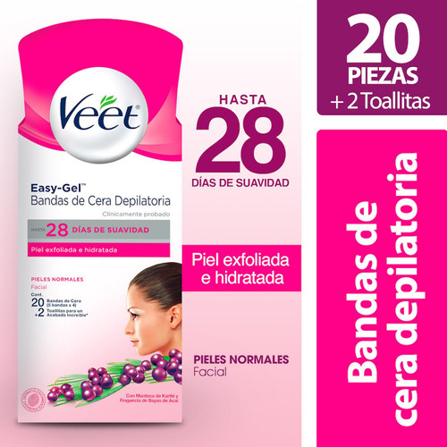 Bandas Depilatorias Faciales Veet Easy-gel Piel Normal 