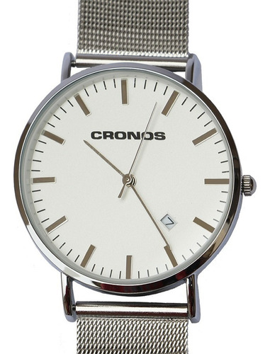 Reloj Cronos Tempus Silver Fecha A.inox Ultra Fino Resist A 