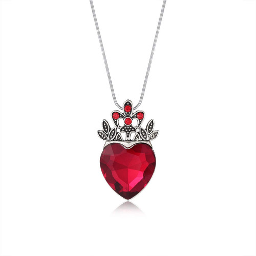 Collar De Reina De Corazones, Corazón Rojo, Joyería De Moda