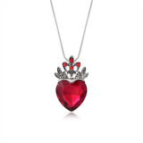 Collar De Reina De Corazones, Corazón Rojo, Joyería De Moda