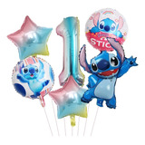 Kit 6 Balões Metalizado Lilo Stitch Estrela Tie Dye Número Número 1