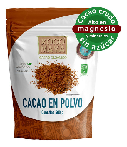 Cacao En Polvo Orgánico 500g Raw Xoco Maya