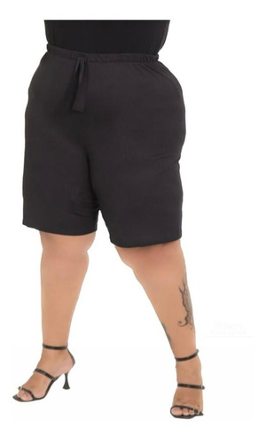 Kit 2 Bermudas Canelada Plus Size Malha Leve Tamanho Grande 