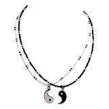 Juego De Collar Con Colgante Bluerica Yin Yang Y Cuentas De 