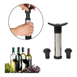 Bomba Vacio Para Botella De Vino Con 2 Tapones Acero Inox Color Plateado