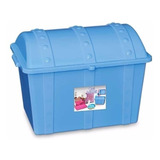 02 Caixa Organizadora Bau Infantil Plastico Azul Brinquedos