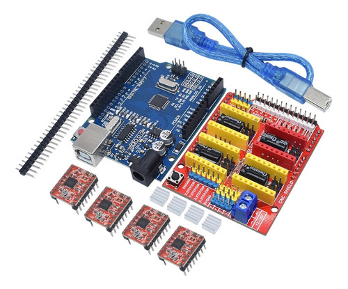 Cnc Shield + Arduino Uno +4 Driver A4988 C/disipador Y Cable