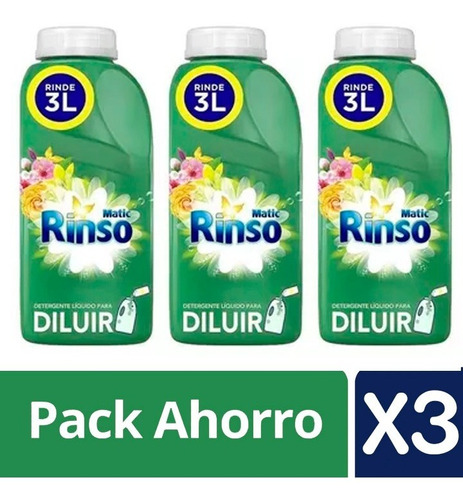 Detergente Líquido Para Diluir Rinso 3 Unidades De 500ml