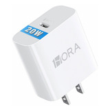 Turbo Cargador Tipo C 1hora 20w Para iPhone Samsung Moto Hua Color Blanco