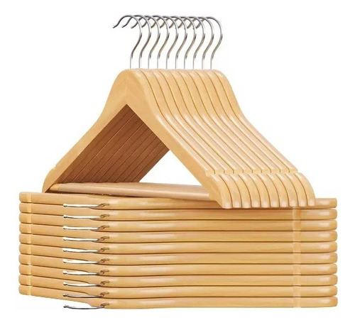 Pack 30 Colgadores De Madera Gancho Para Ropa Antideslizante