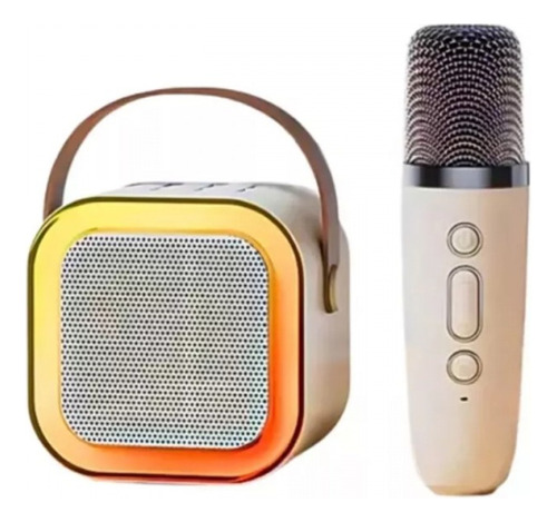 Altavoz Portátil Bluetooth Led Karaoke Con Micrófono Beige 110v/220v