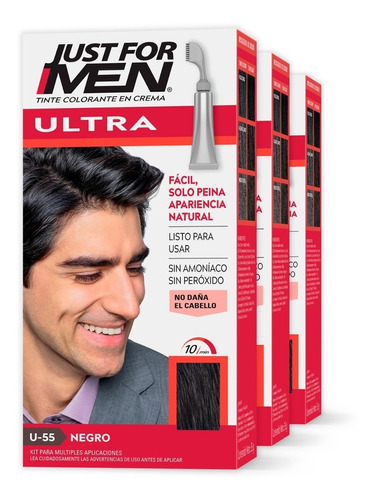  Tinte Just For Men Ultra 3 Pack Tono Negro