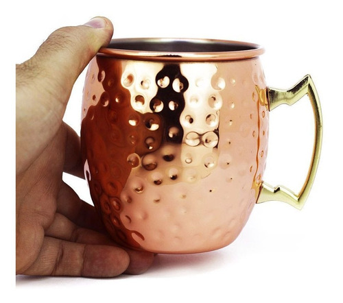 Caneca Cobreada Moscow Mule Oval Martelada 500ml