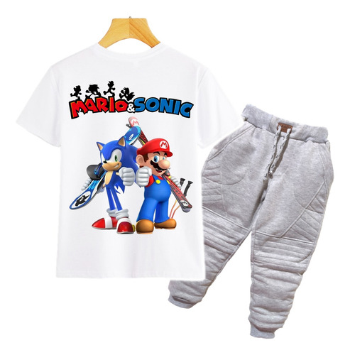Conjuntos De Sonic Y Mario Bros Para Niños Camiseta Y Jogger