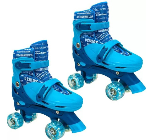 Patins 4 Rodas Ajustavel Quad Com Luzes Led Tamanho 35 A 38