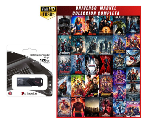 Usb 128 Gb Películas Marvel Saga Colección Completa Full Hd