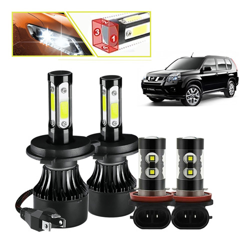 Kit Luces Led H4 H11 Luz Alta/baja/niebla Para Nissan