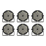 6 Refletor Par 64 36 Leds Cree De 3w Branco Quente Ambar Dmx