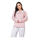 Pijama Feminino Aberto De Moletinho Flanelado Quentinho