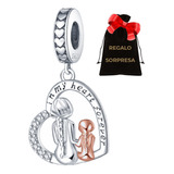 Charm Plata Mamá Hija Corazón Ángel Amor 10 Mayo Swarovski E