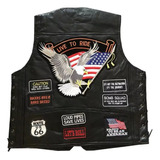 Chamarra Biker De Piel De Oveja Bordada, Chaleco Harley [u]