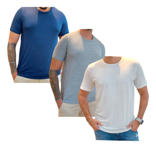 Kit Camiseta Tshirt Modal Liocel Anti Odor Print Rip Tecno
