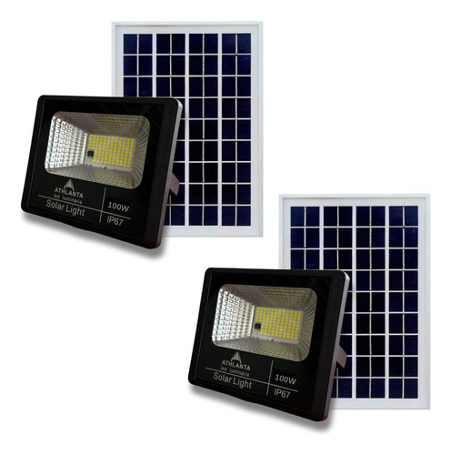 Kit Refletor Holofote Leds 100w Painel Placa Solar Completo