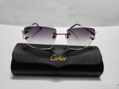 Lentes Gafas De Sol Cartier Silver Mica Azul Originales