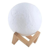 Lampara Luna 12 Cm 3d Luz Led Colores + Base Madera