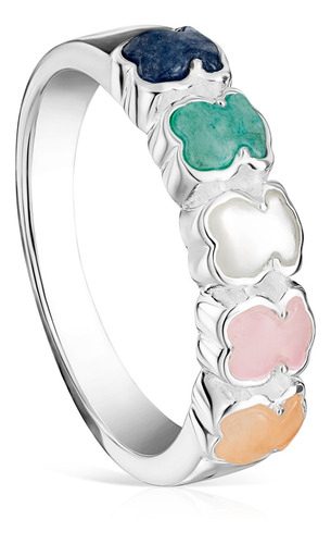 Anillo Tous Mini Color De Plata Con Gemas Tous