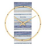 Bulova Reloj De Pared Nantucket, Acabado Dorado Y Azul